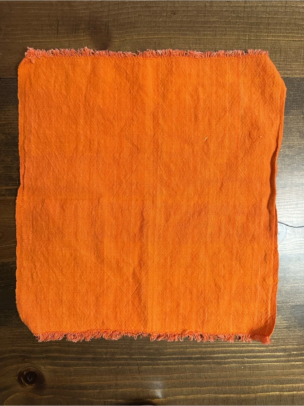 Vintage Orange & Yellow Fringe Cloth Napkins Set of 7 12x12- Groovy